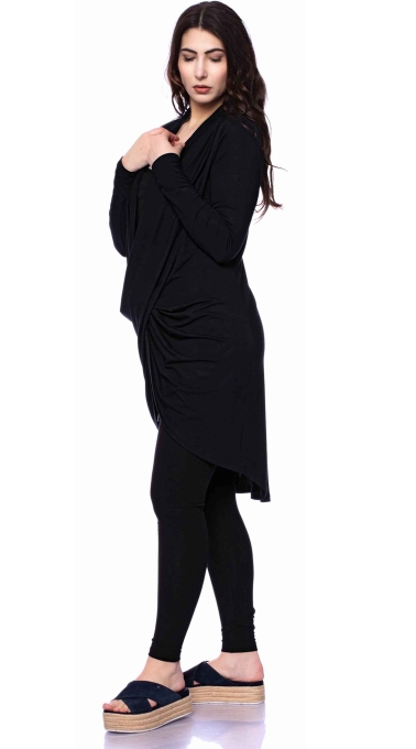 ADALIA figurschmeichelnde Jersey Cardigan im Wickel-Look aus Bambus-Viskose (schwarz) oder nach Farbwunsch
