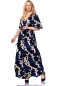 Preview: MAREN Maxi Wickelkleid mit Schmetterlingsärmel (Aquarell-Pfingstrosen elegant)