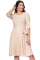 Preview: AVA wendbares Wickelkleid 3/4-Arm mit schwingendem Rock (leinenoptik)