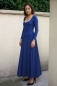 Preview: AMELIA zeitloses Maxi-Wendekleid mit Taillenschnürung 3/4 Arm (kobaltblau) oder nach Farbwunsch