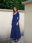 Preview: AMELIA zeitloses Maxi-Wendekleid mit Taillenschnürung 3/4 Arm (kobaltblau) oder nach Farbwunsch