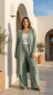 Preview: RIYA Palazzo trousers with comfort waistband (antique green)