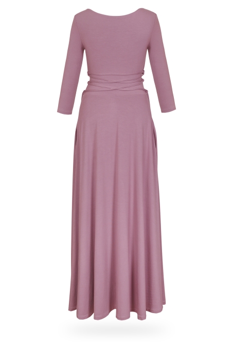 AMELIA zeitloses Maxi-Wendekleid mit Taillenschnürung 3/4 Arm (kobaltblau) oder nach Farbwunsch