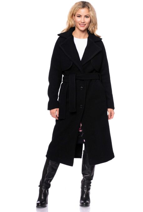 COSIMA Merino Wolltrench aus reiner Wolle (schwarz)