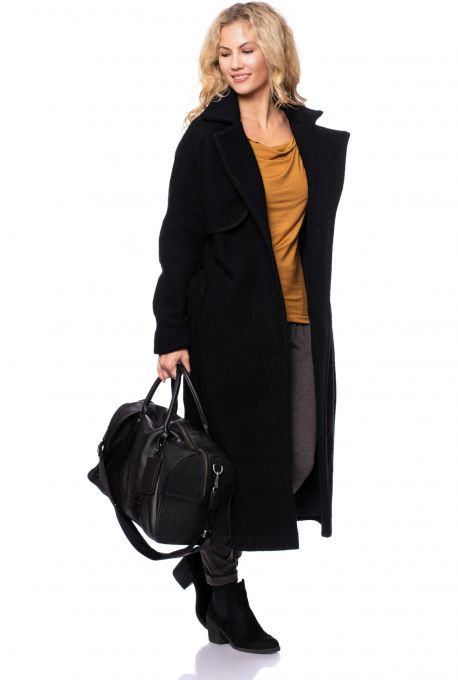 COSIMA Merino Wolltrench aus reiner Wolle (schwarz)
