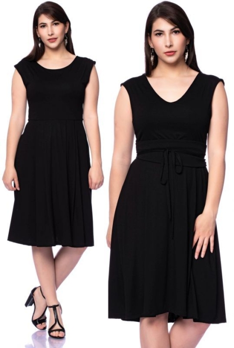 SCARLET wendbares Midikleid mit separater Kimono-Schärpe (schwarz) oder nach Farbwunsch