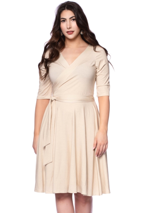 AVA wendbares Wickelkleid 3/4-Arm mit schwingendem Rock (leinenoptik)