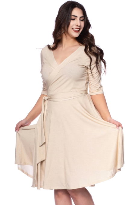 AVA wendbares Wickelkleid 3/4-Arm mit schwingendem Rock (leinenoptik)