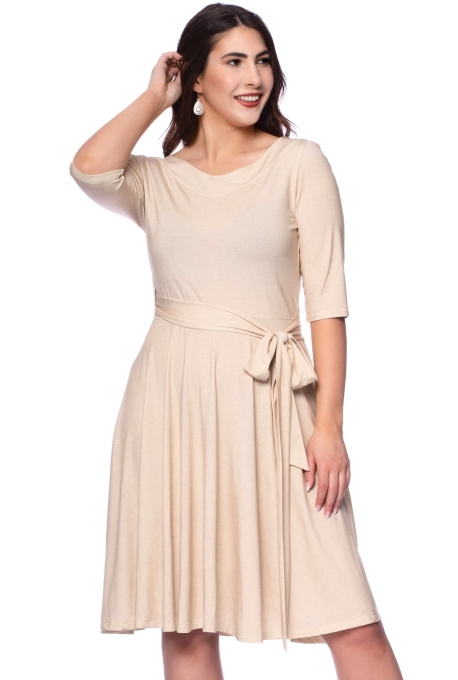 AVA wendbares Wickelkleid 3/4-Arm mit schwingendem Rock (leinenoptik)