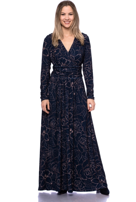 PANDORA Maxikleid Langarm aus Bambus-Viskose (Golden Lotus)