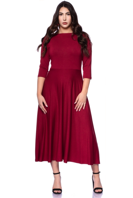 AMANDA timeless reversible dress in midi length made of bamboo viscose (bordeaux)