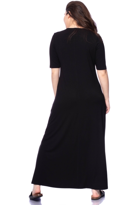 IRA Maxikleid kurzarm aus weicher Bambus-Viskose (schwarz)