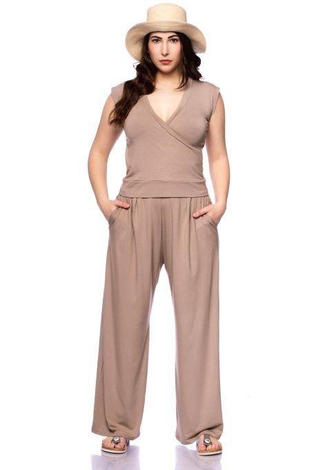 SARIKA Shirt in Wickeloptik aus Bambus-Viskose (Beige)