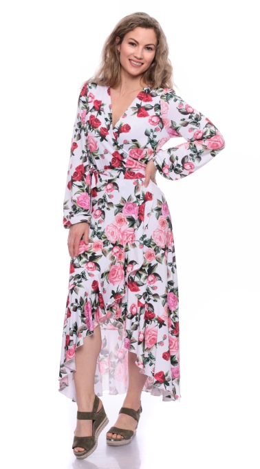EWELIN Wickelkleid mit Volant (Rosengarten)