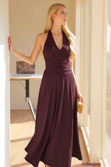 Preview: TORRIE rückenfreies Neckholder Maxikleid (Neue Farben)