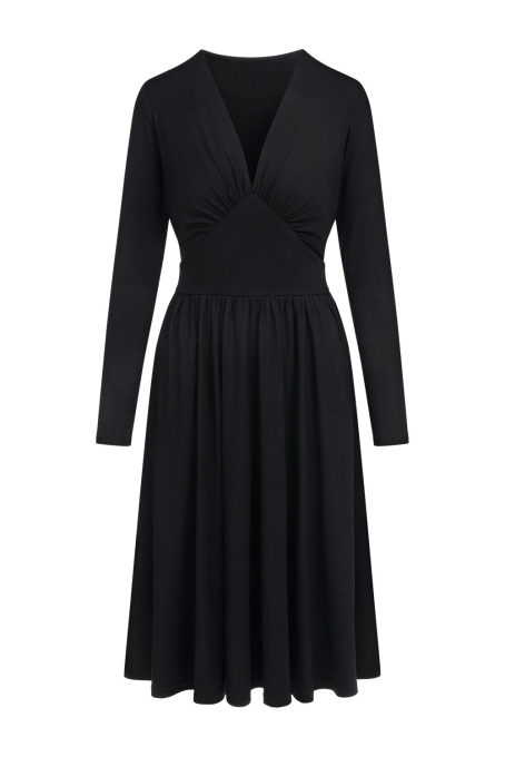 MAGDALENA Midi Kleid 3/4 Arm mit Taschen aus TENCEL® Modal Jersey (schwarz) oder nach Farbwunsch