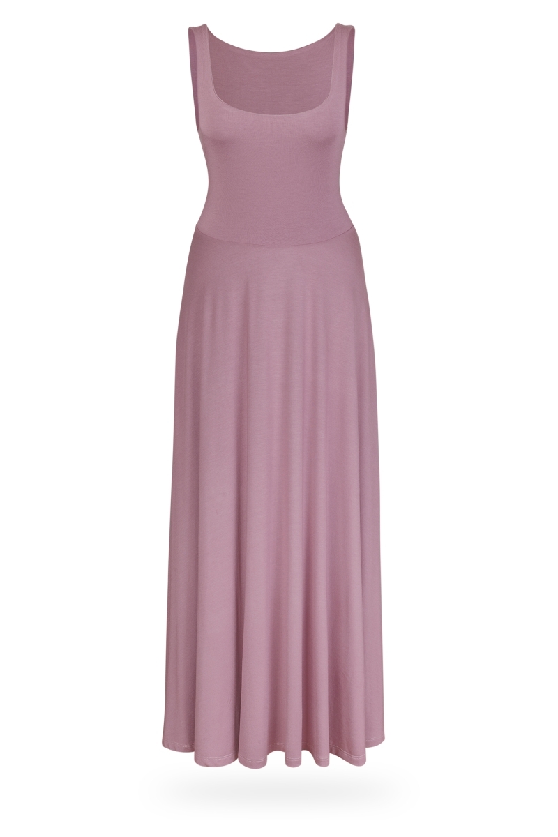 AMELIA zeitloses Wendekleid mit Taillenschnürung in Maxi Länge (mauve) oder nach Farbwunsch