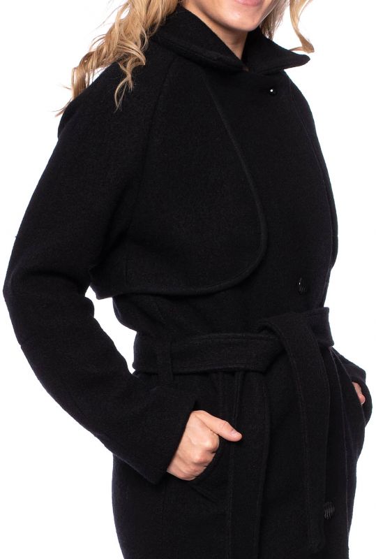 COSIMA Merino Wolltrench aus reiner Wolle (schwarz)
