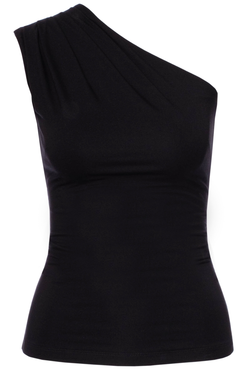 LU TOP with asymmetric shoulders made of TENCEL™ Modal Jersey (black)