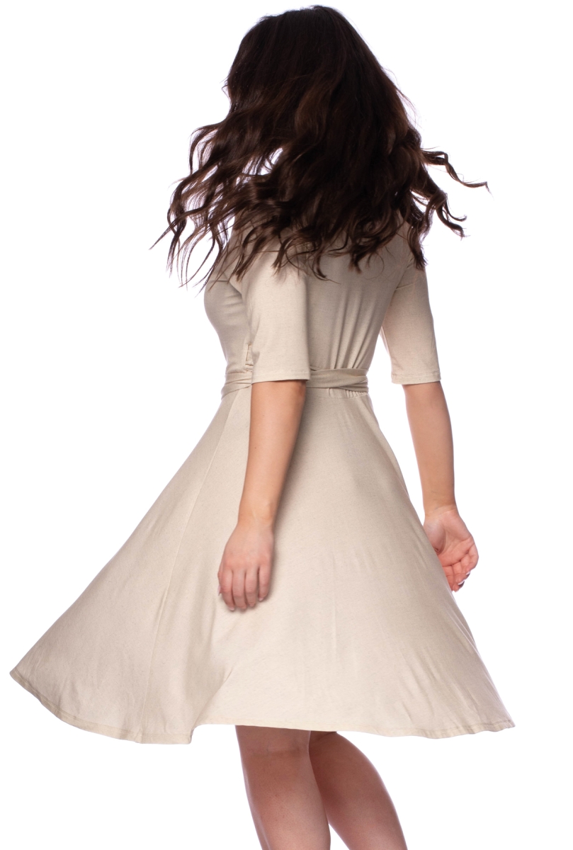 AVA wendbares Wickelkleid 3/4-Arm mit schwingendem Rock (leinenoptik)