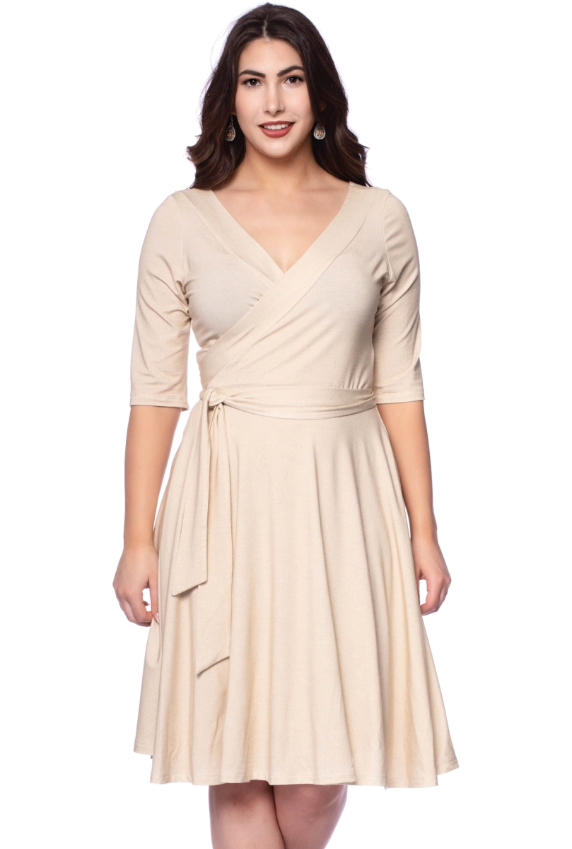 AVA wendbares Wickelkleid 3/4-Arm mit schwingendem Rock (leinenoptik)