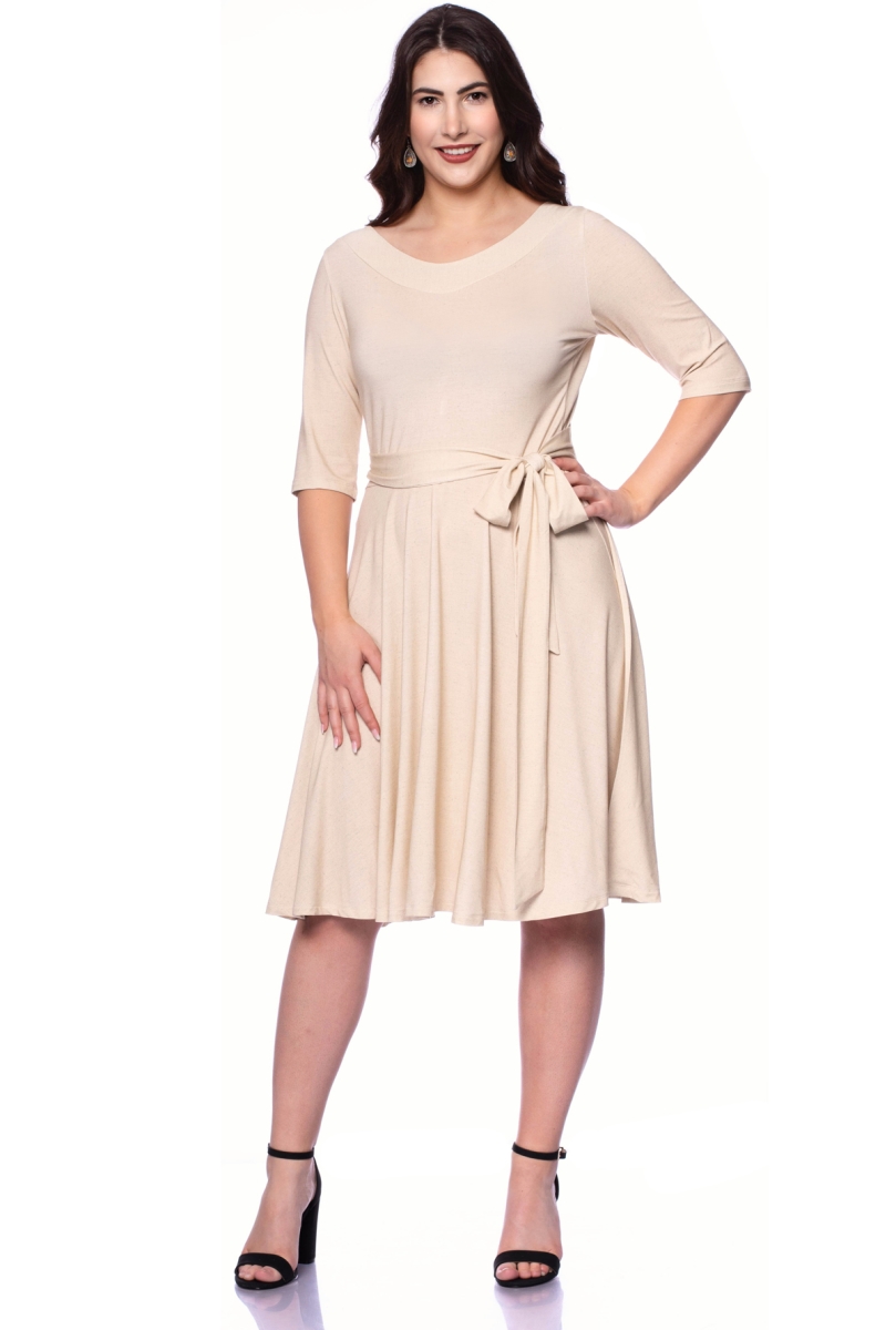 AVA wendbares Wickelkleid 3/4-Arm mit schwingendem Rock (leinenoptik)