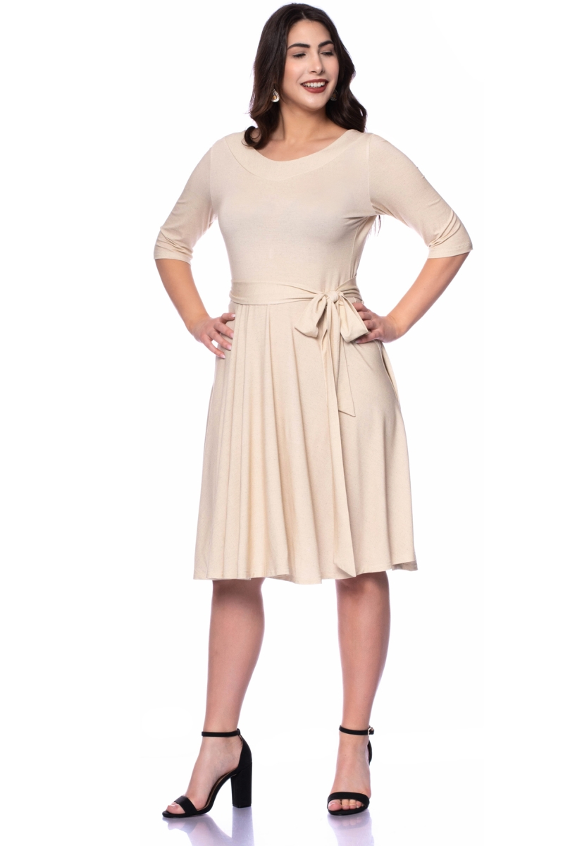 AVA wendbares Wickelkleid 3/4-Arm mit schwingendem Rock (leinenoptik)