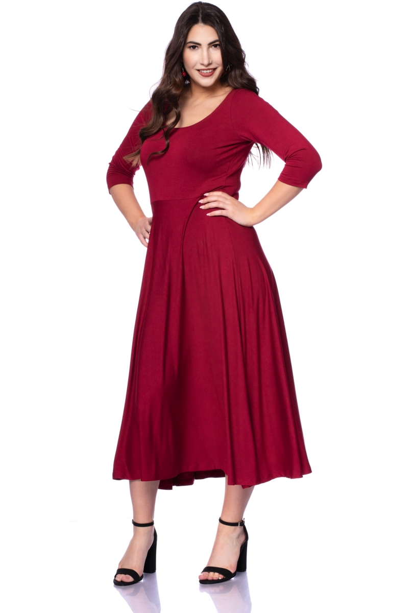 AMANDA timeless reversible dress in midi length made of bamboo viscose (bordeaux)