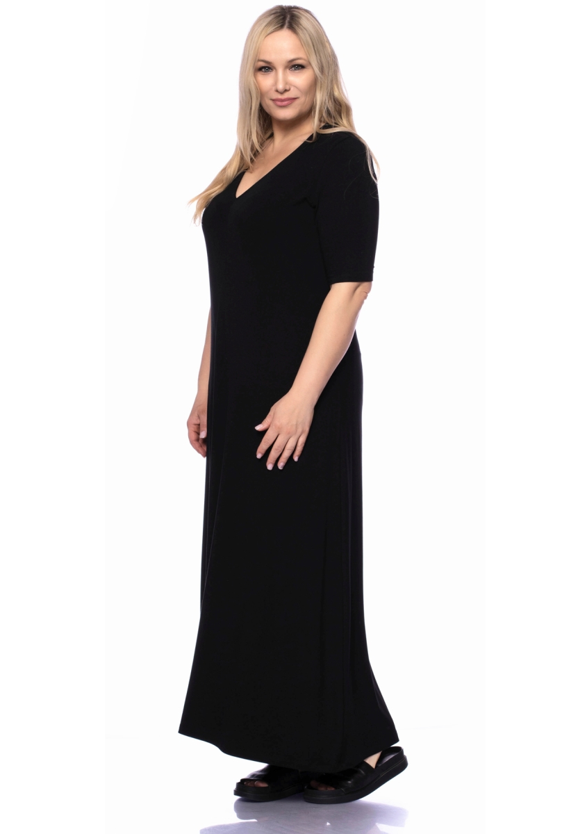 IRA Maxikleid kurzarm aus weicher Bambus-Viskose (schwarz)