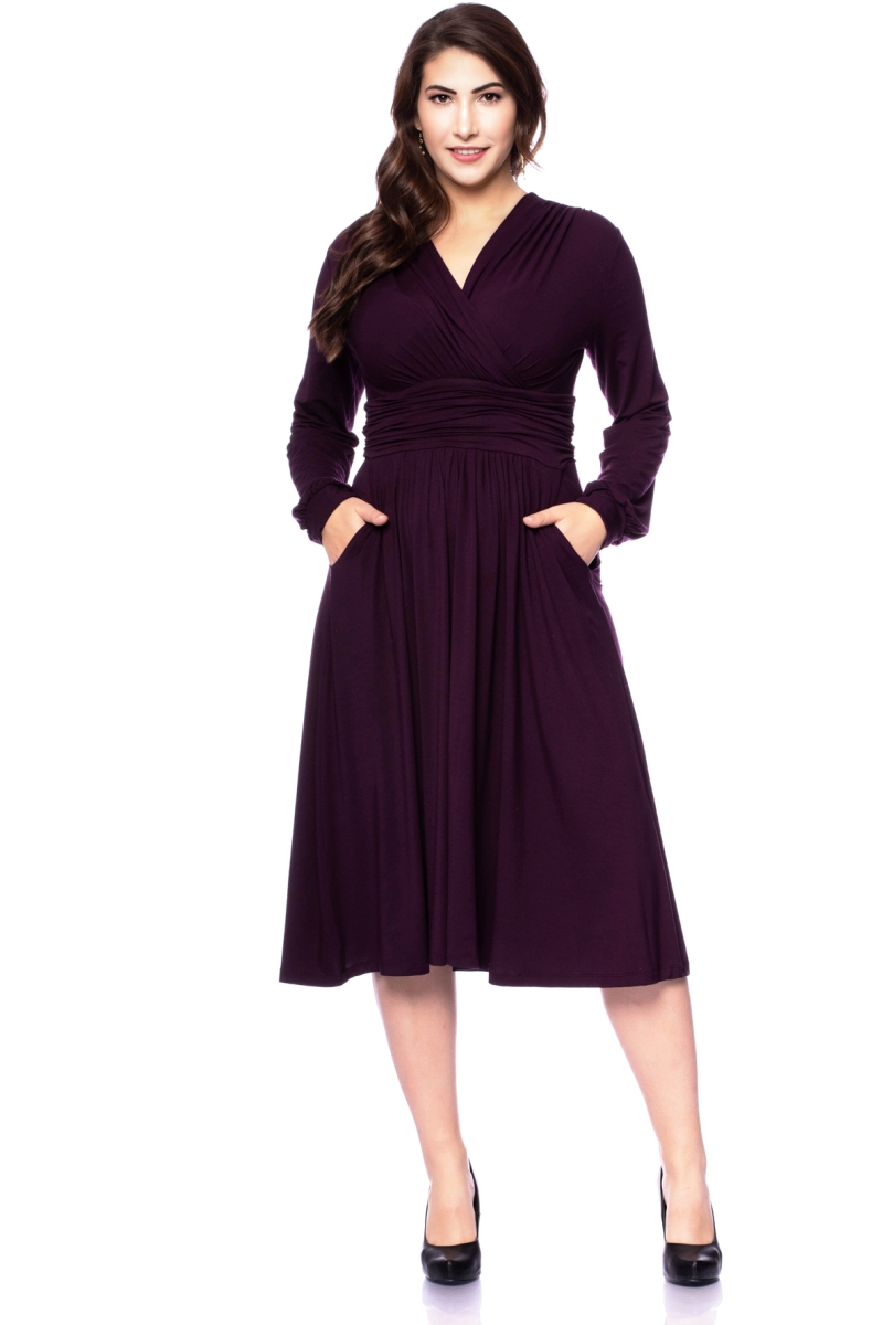 ALLEGRA Midikleid Langarm (aubergine)