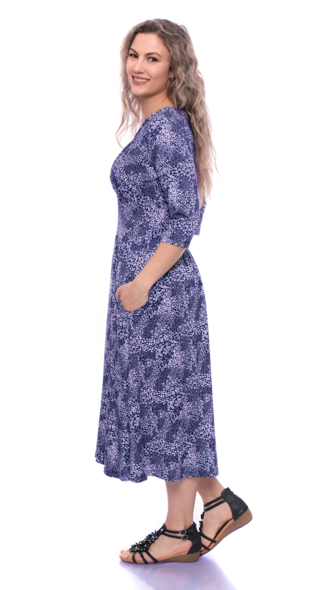 MAGDALENA Midi Kleid 3/4 Arm mit Taschen (Linaria)