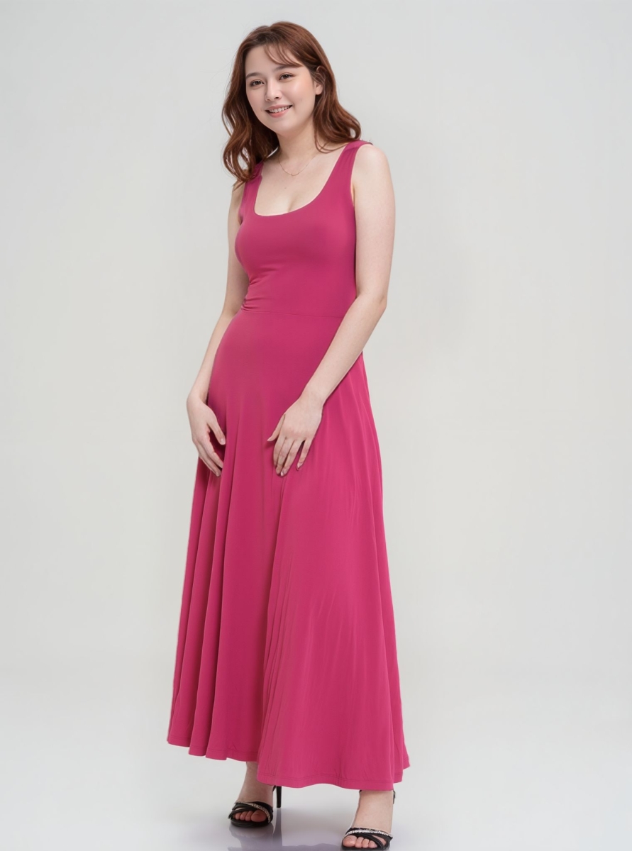 AMELIA zeitloses Wendekleid mit Taillenschnürung in Maxi Länge (fuchsia) oder nach Farbwunsch