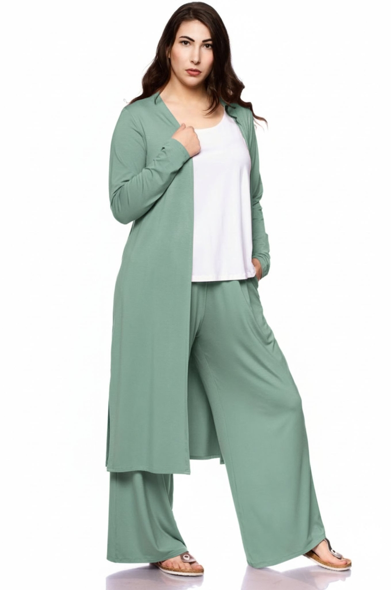 RIYA Palazzo trousers with comfort waistband (antique green)
