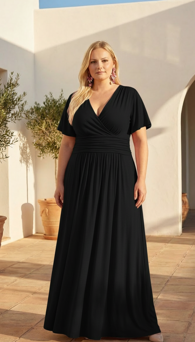 PANDORA Maxikleid mit Schmetterlingsärmel Curvy ab Größe XXL