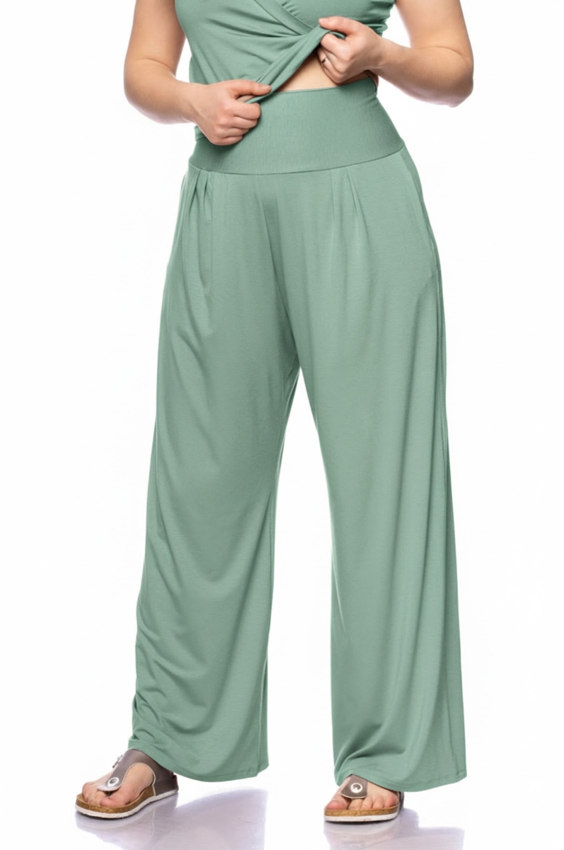 RIYA Palazzo trousers with comfort waistband (antique green)