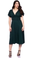 NORA Midikleid in Wickeloptik mit geraffter Taille (flaschengrün)